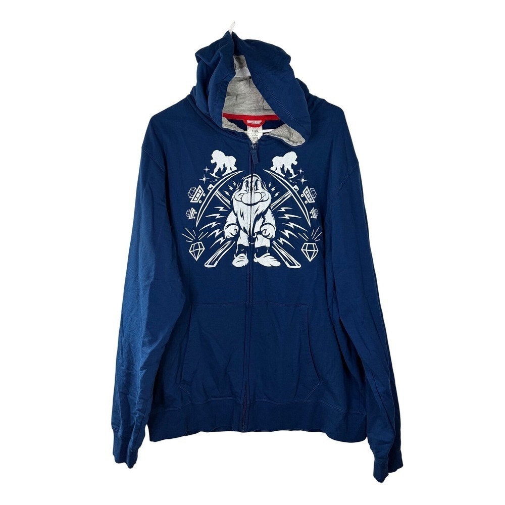 Disney Parks Grumpy Seven Dwarfs Mine Train Zip Hoodie Navy Blue XXL